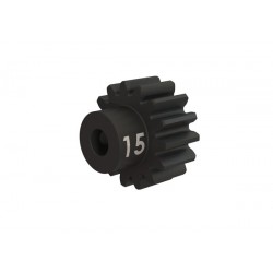 Piñón 15-T Dientes (paso 32p.) para eje de 3mm.(mecanizado, acero endurecido) con tornillo de ajuste