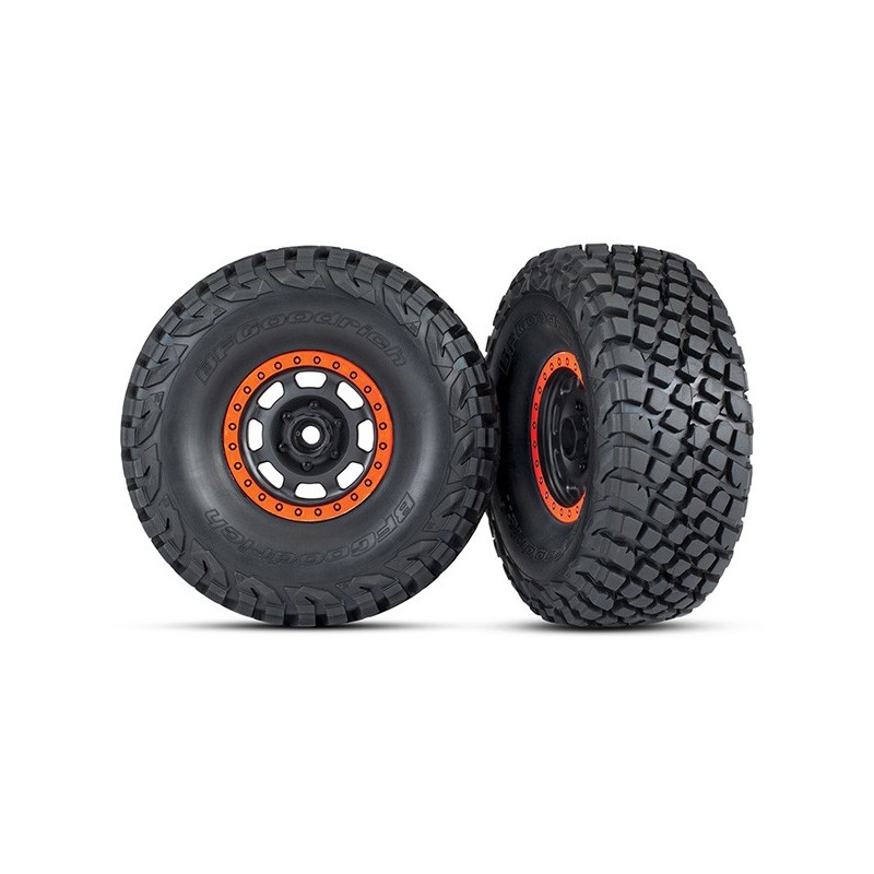 Ruedas completas Traxxas con talón naranja, neumáticos BFGoodrich® Baja KR3) (2pcs) TRX8472