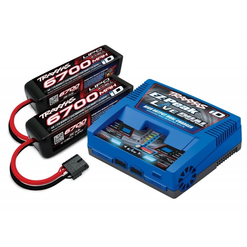 Pack de baterias y cargador Traxxas 8S Cargador dual 8S y 2 baterias 4S 6700mah TRX2997G