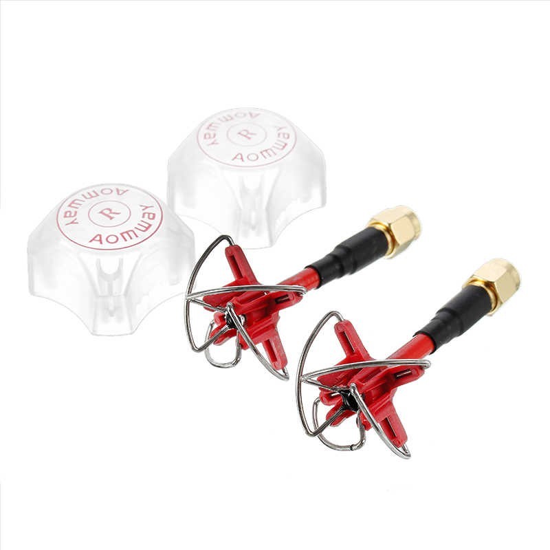 Antenas Aomway 5,8 GHz FPV 4 Leaf Clover AV Transmisión RHCP RPSMA MACHO, ROJAS (2pcs)