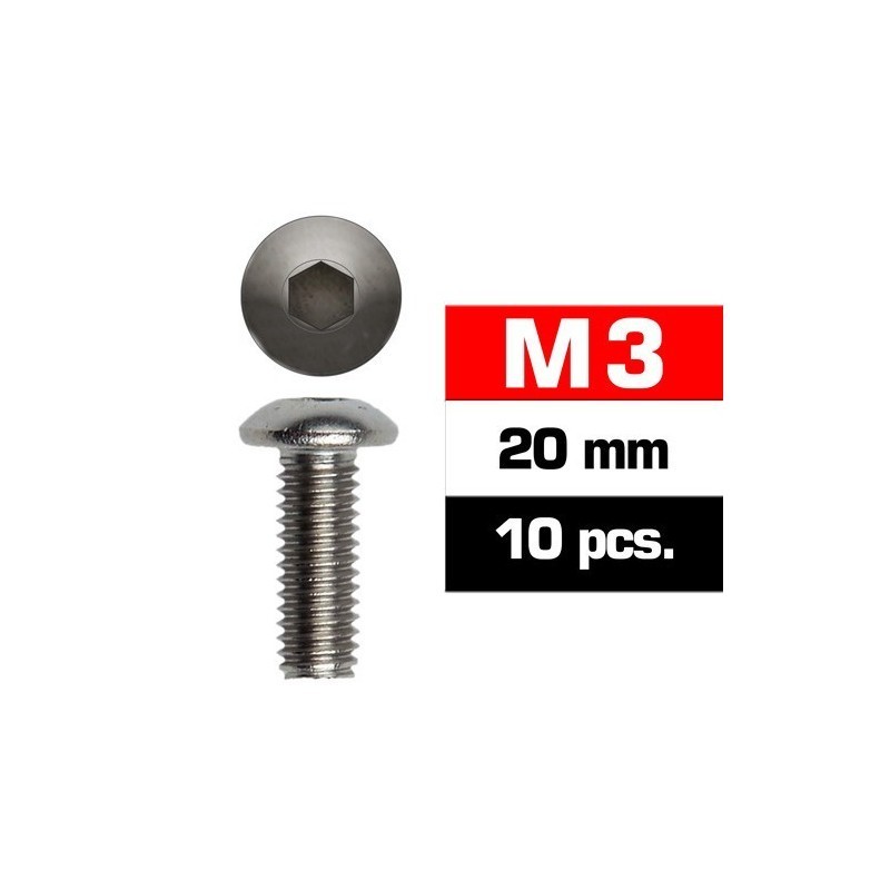 Tornillos M3x20, cabeza de botón, Ultimate Racing (10pcs) UR162320