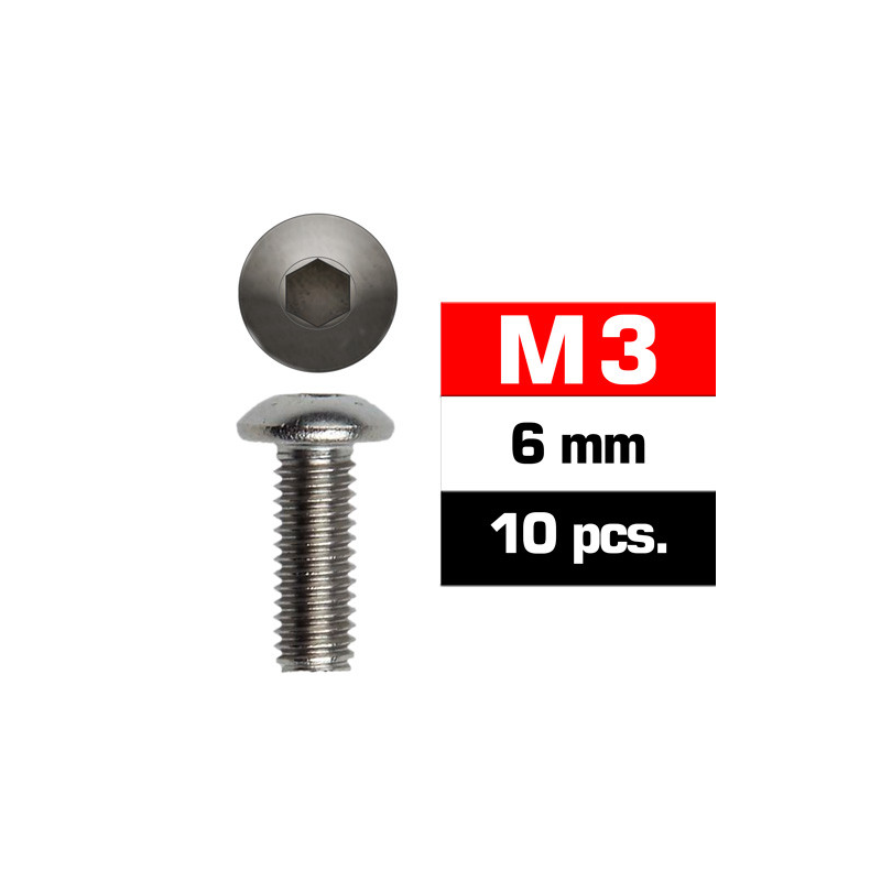 Tornillos M3x6 cabeza de botón Ultimate Racing (10pcs) UR162306