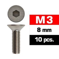 Tornillos M3x08, cabeza avellanada, Ultimate Racing (10pcs)