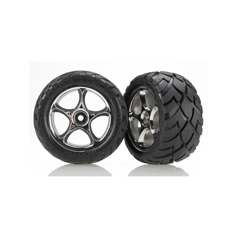 Ruedas completas Traxxas traseras Anaconda 2.2" Cromadas (2pcs) TRX2478R