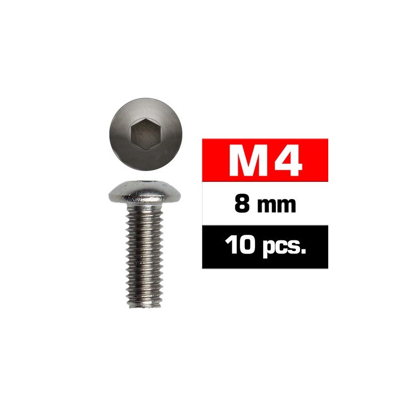 Tornillos de 4x8 cabeza de botón, hexagonal, Ultimate Racing (10pcs)