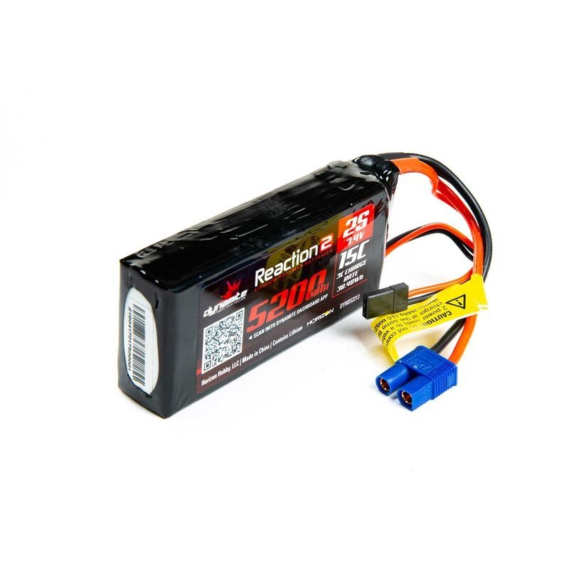 Bateria Lipo Dynamite 7.4V 5200mAh 2S 15C Reaction 2.0 DYNB52213