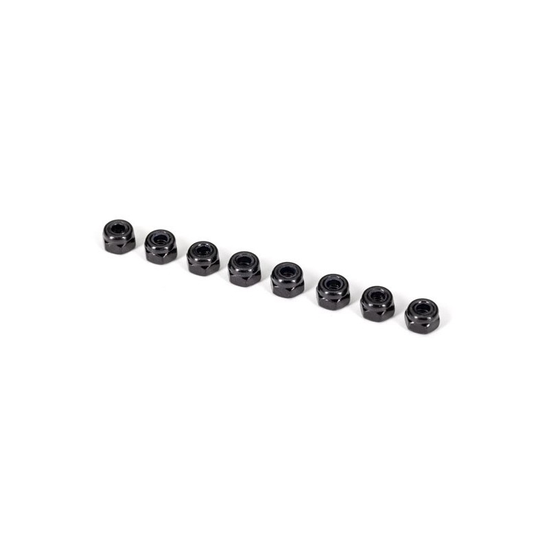 Tuercas de bloqueo de nylon negras Traxxas de 3mm (8pcs) TRX2745X