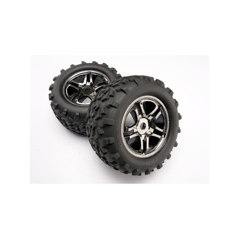 Ruedas completas Traxxas llantas de cromo negro SS radios divididos TRX4983A