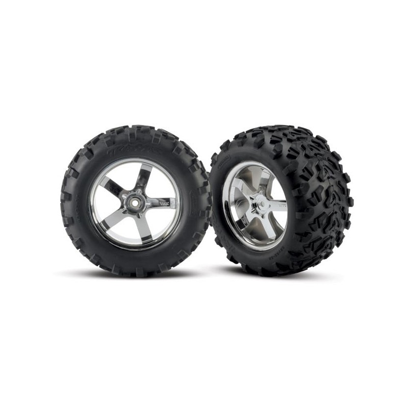 Ruedas completas Traxxas cromadas Hurricane, neumáticos Maxx® (2pcs) TRX4973R