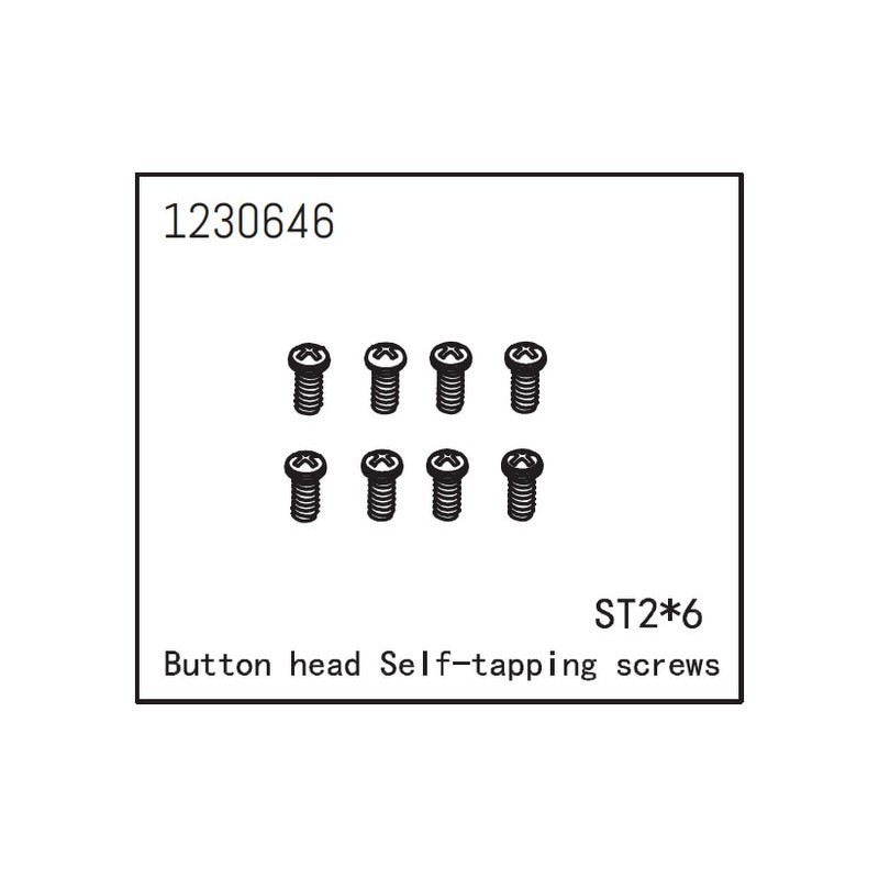 Tornillos Absima M2*6 cabeza de botón, Autorroscantes 1230646