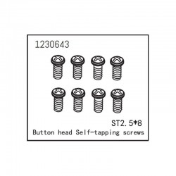 Tornillos Absima M2.5*8 cabeza de botón, Autorroscantes 1230643