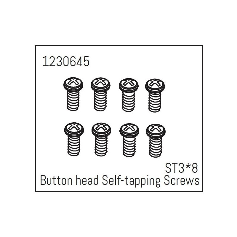 Tornillos Absima M3*8 cabeza de botón, Autorroscantes 1230645