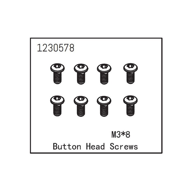 Tornillos Absima 3x8mm cabeza botón 1230578