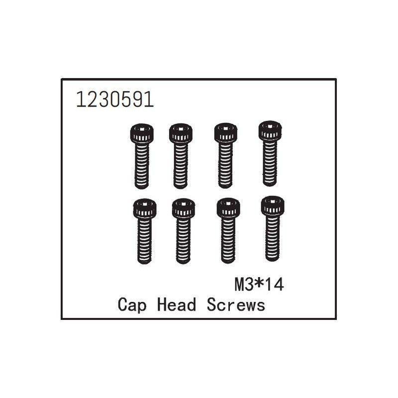 Tornillos Absima M3x14 cabeza cilíndrica (8pcs) 1230591