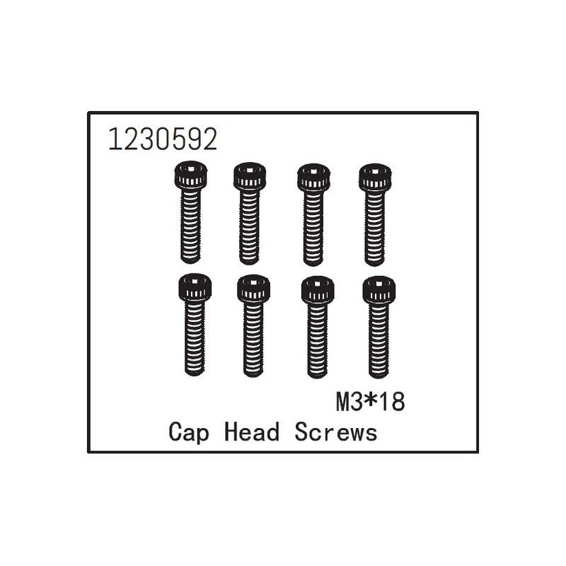 Tornillos Absima M3x18 cabeza cilíndrica (8pcs) 1230592