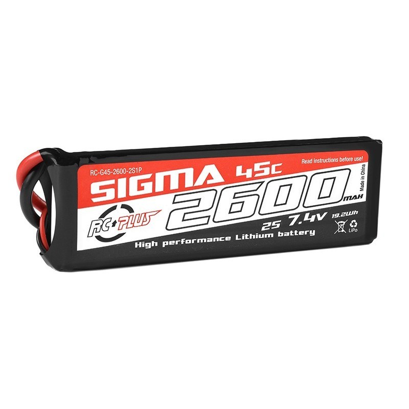 Batería Lipo 2S1P 7.4V 2600mAh 45C XT60 RC Plus Sigma RC-G45-2600-2S1P