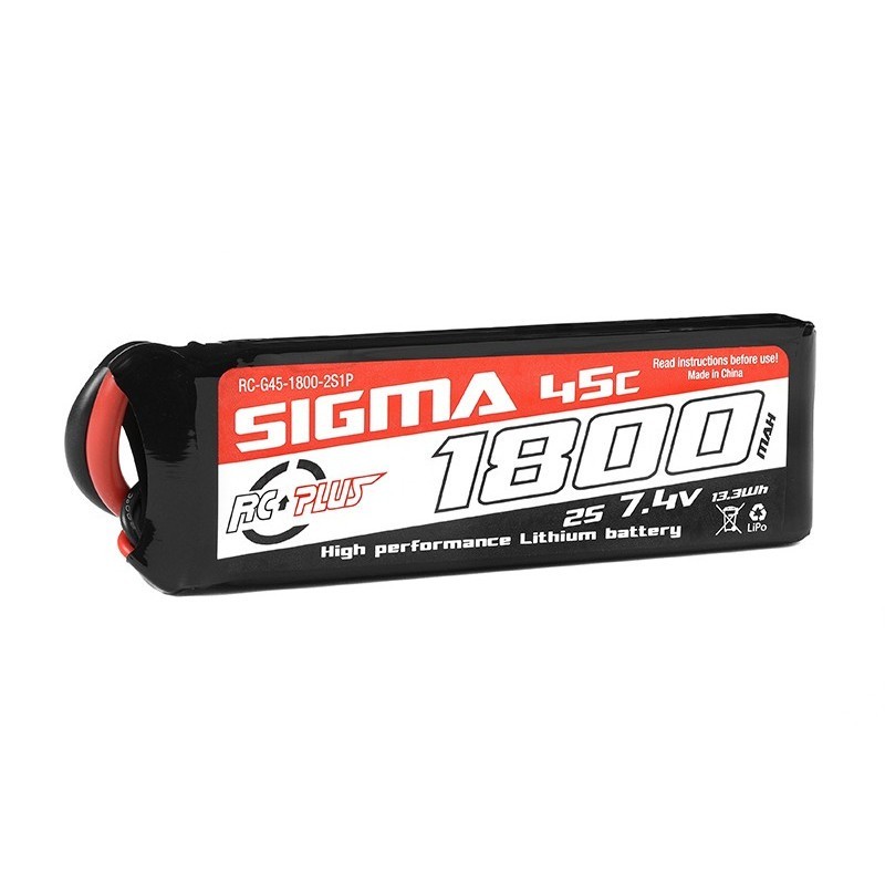 Batería Lipo 2S 7.4V 1800mAh 45C XT60 RC Plus Sigma RC-G45-1800-2S1P