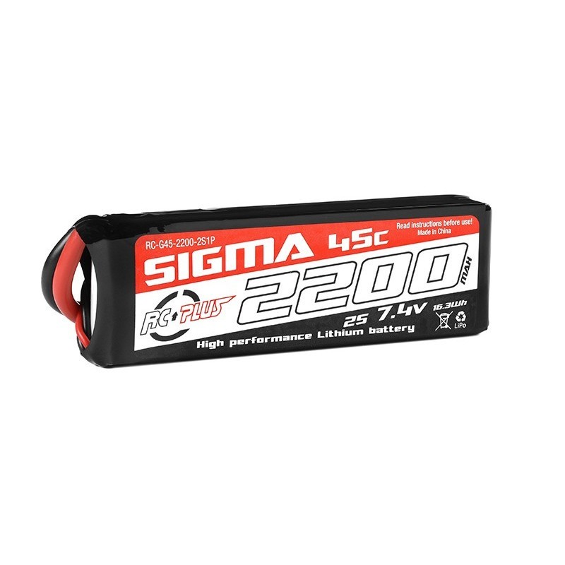 Batería Lipo 2S 7.4V 2200mAh 45C XT60 RC Plus Sigma RC-G45-2200-2S1P