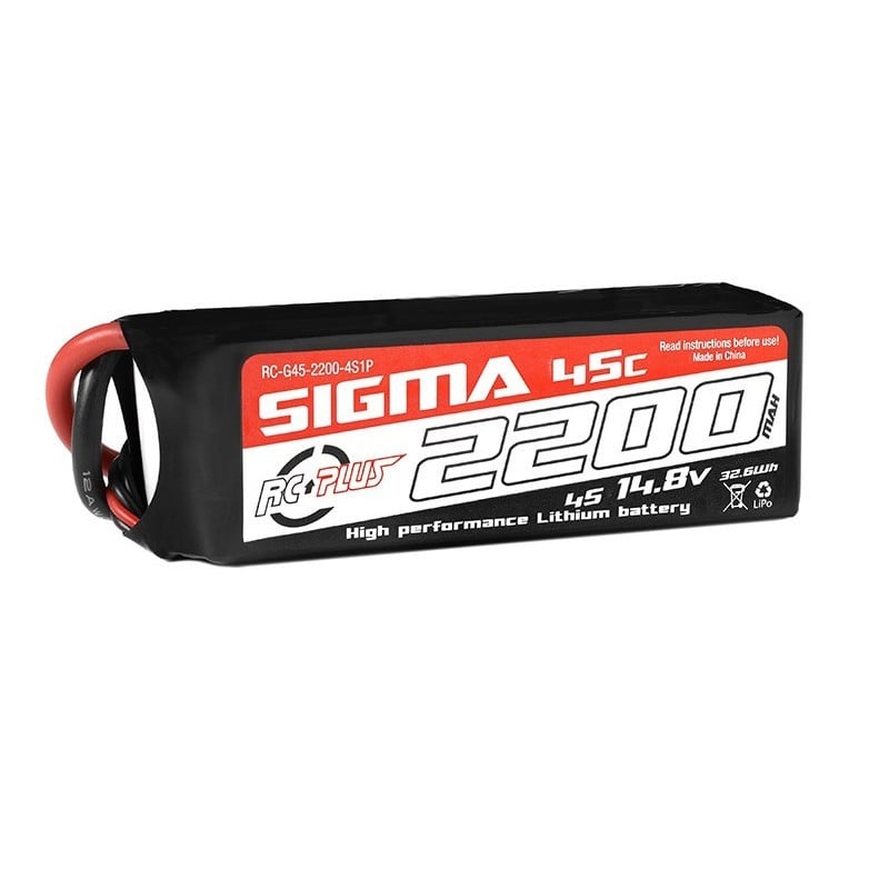 Batería Lipo 4S 14.8V 2200mAh 45C XT60 RC Plus SigmaRC-G45-2200-4S1P