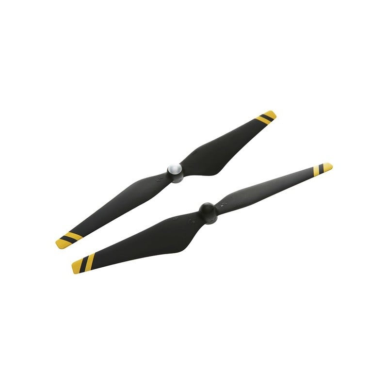Helices DJI auto ajustables reforzadas de fibra de carbono 9450 (junturas de material compuesto, negras con franjas amarillas)