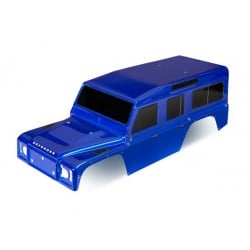 Carrocería Traxxas Land Rover Defender TRX-4 pintada Azul con pegatinas de ventanas TRX8011R