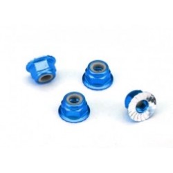 Tuercas de aluminio Traxxas de 4mm dentadas en color azul TRX1747G