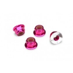 Tuercas de aluminio Traxxas de 4mm dentadas de color rosa TRX1747P