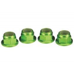 Tuercas de aluminio Traxxas de 4mm dentadas en color verde TRX1747G