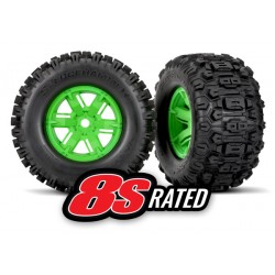 Ruedas Traxxas Sledgehammer con llanta verde (2pcs) para X-Maxx TRX7774G