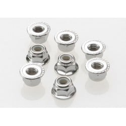 Tuercas de bloqueo de nailon Traxxas 4mm rebordeadas (Acero, dentadas) (8pcs) TRX3647