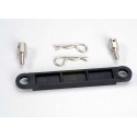 Battery hold-down plate (black)/ metal posts (2)/body clips