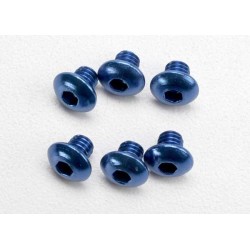 Tornillos de 4x4mm. cabeza de boton aluminio azul (hexagonal) (6pcs)