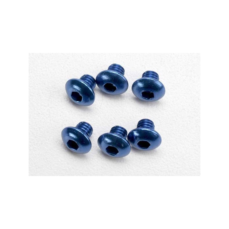 Tornillos de 4x4mm. cabeza de boton aluminio azul (hexagonal) (6pcs)