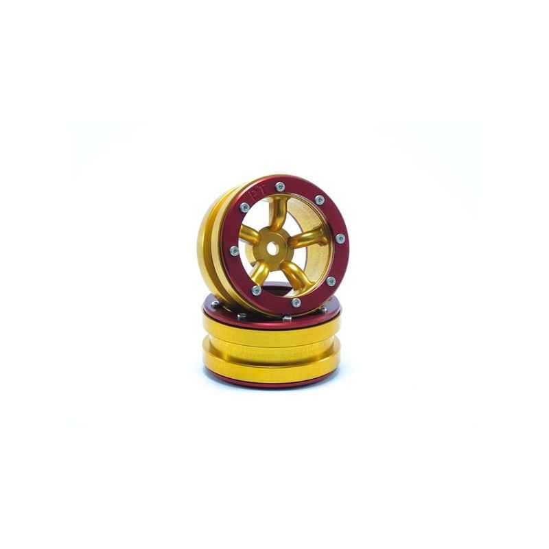 Llantas Metsafil Beadlock PT-Safari 1.9 Oro-Rojo (2pcs) MT0010GOR