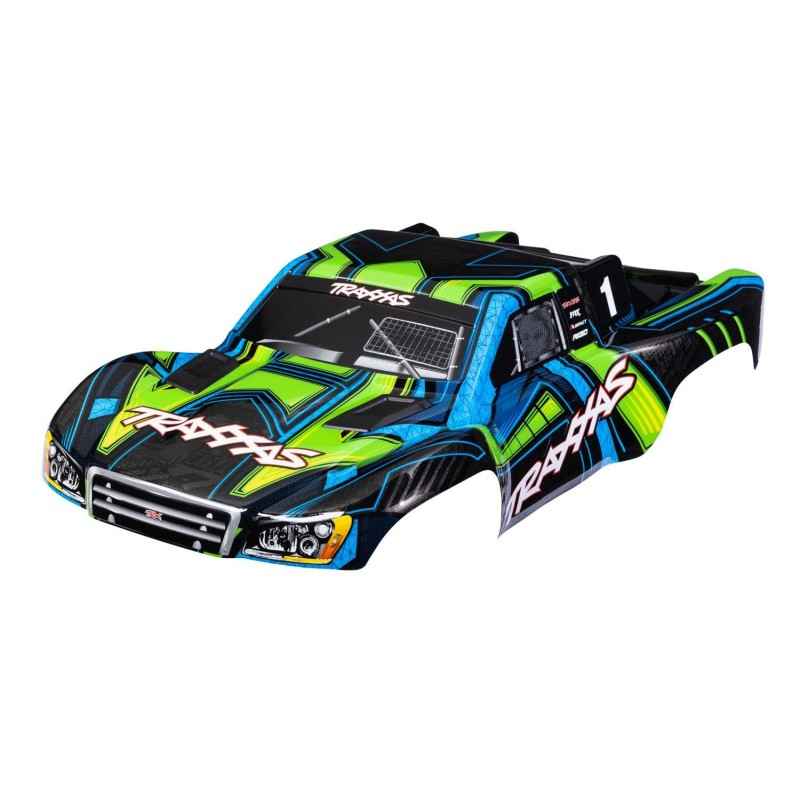 Carroceria pintada Traxxas Slash 4x4 Verde y azul, sin clips TRX6844-GRN