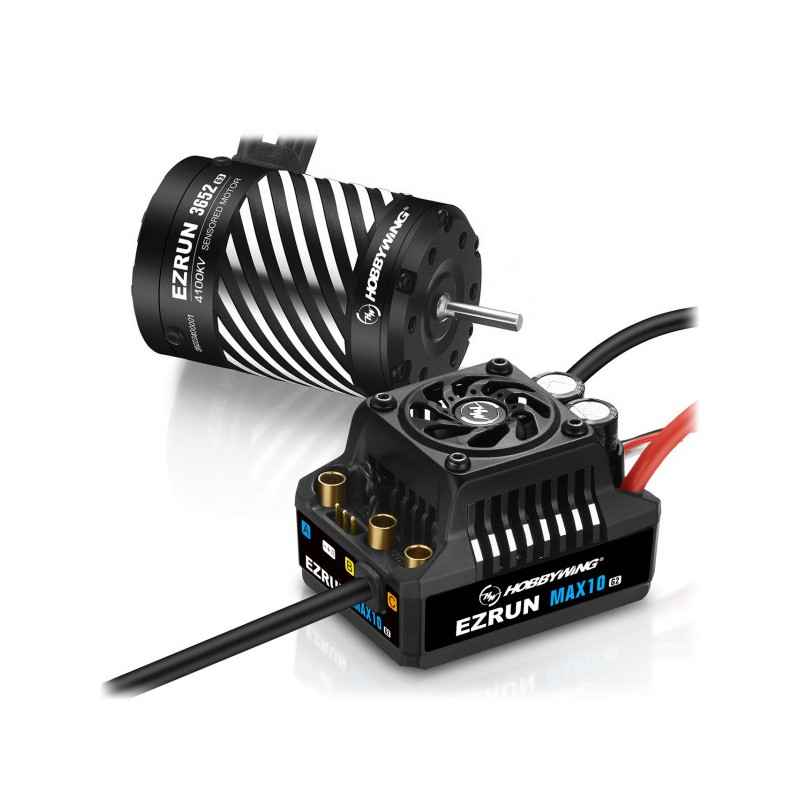 Combo Hobbywing Ezrun MAX10 G2 80A 3652SD-4100kV con eje 3mm HW38020347