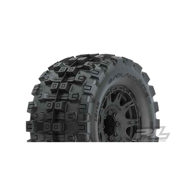 Neumaticos Pro-Line Badlands MX38 HP 3.8in All Terrain BELTED Tyres Mounted 8x32 17mm Hex PRO1016610