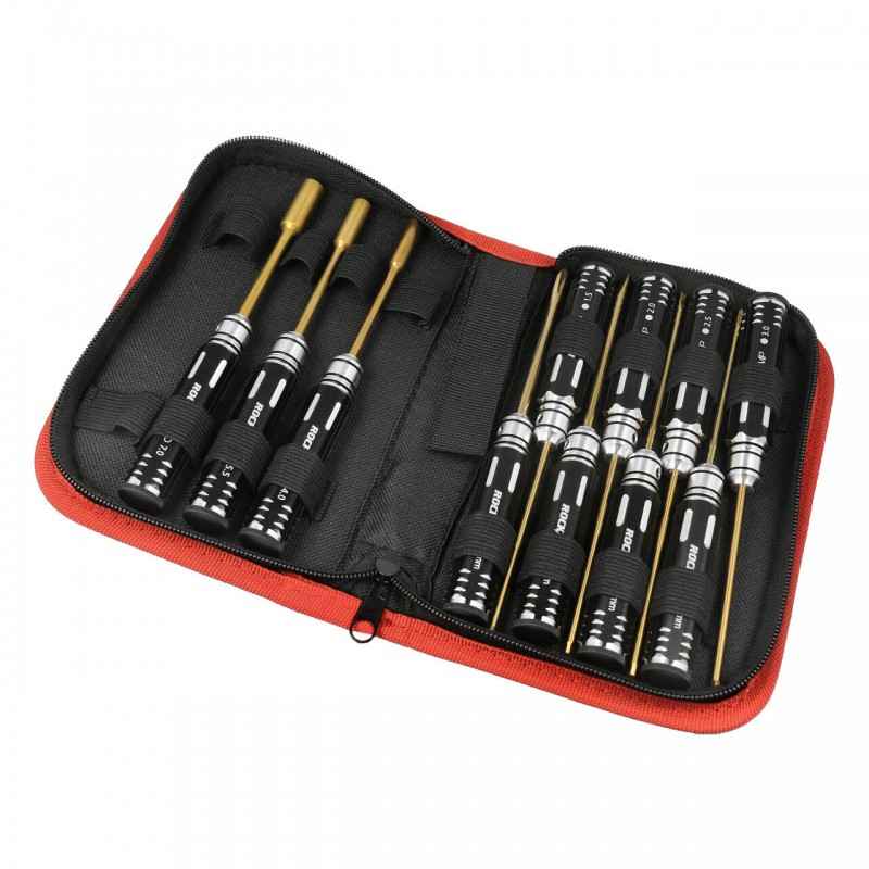 Set de Herramientas Rockamp con Bolsa HSS Titan plateado (11pcs) RA50330