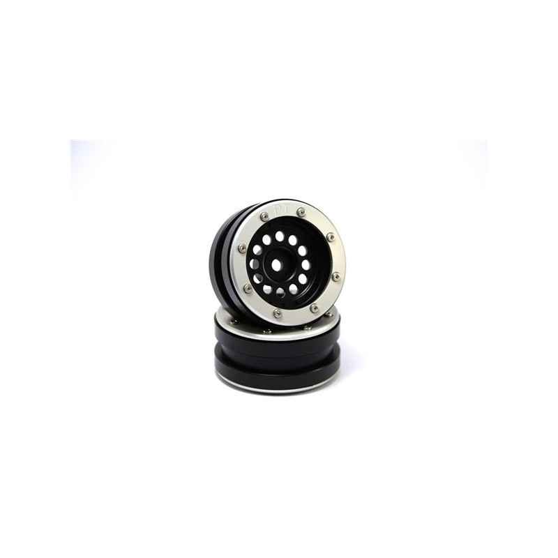 Llantas Metsafil Beadlock PT-Bullet 1.9 Negro-Plata (2pcs) MT0020BS