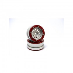 Llantas Metsafil Beadlock PT-Bullet 1.9 Plata-Rojo (2pcs) MT0020SR