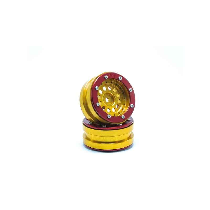 Llantas Metsafil Beadlock PT-Bullet 1.9 Oro-Rojo (2pcs) MT0020GOR