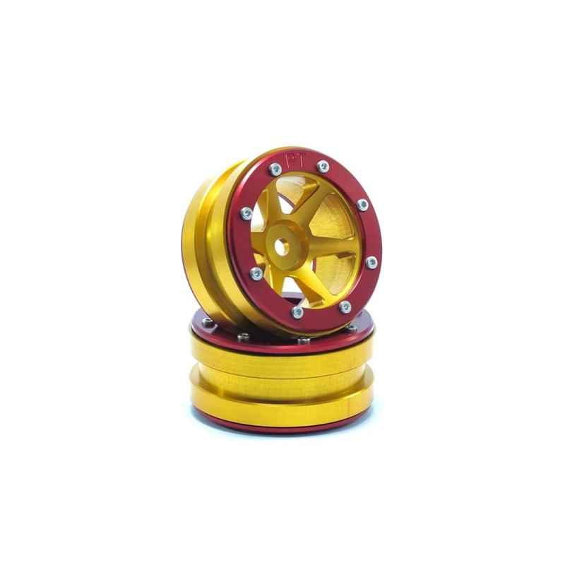 Llantas Metsafil Beadlock PT-Slingshot 1.9 Oro-Rojo (2pcs) MT0030GOR