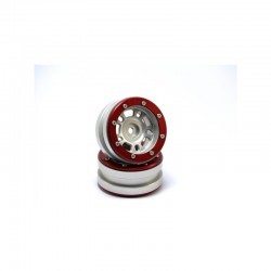 Llantas Metsafil Beadlock PT-Distractor 1.9 Plata-Rojo (2pcs) MT0040SR