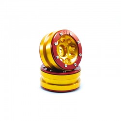 Llantas Metsafil Beadlock PT-Ecohole 1.9 Oro-Rojo (2pcs) MT0050GOR