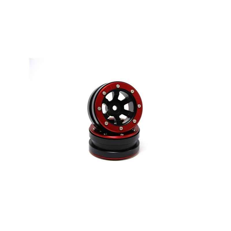 Llantas Metsafil Beadlock PT-Claw 1.9 Negro-Rojo (2pcs) MT0060BR