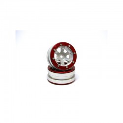 Llantas Metsafil Beadlock PT-Claw 1.9 Plata-Rojo (2pcs) MT0060SR