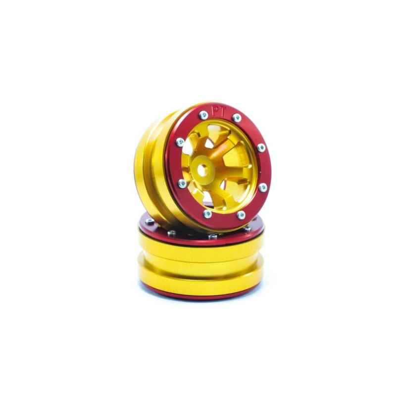 Llantas Metsafil Beadlock PT-Claw 1.9 Oro-Rojo (2pcs) MT0060GOR