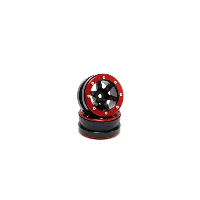 Llantas Metsafil Beadlock PT-Wave 1.9 Negro-Rojo (2pcs) MT0070BR