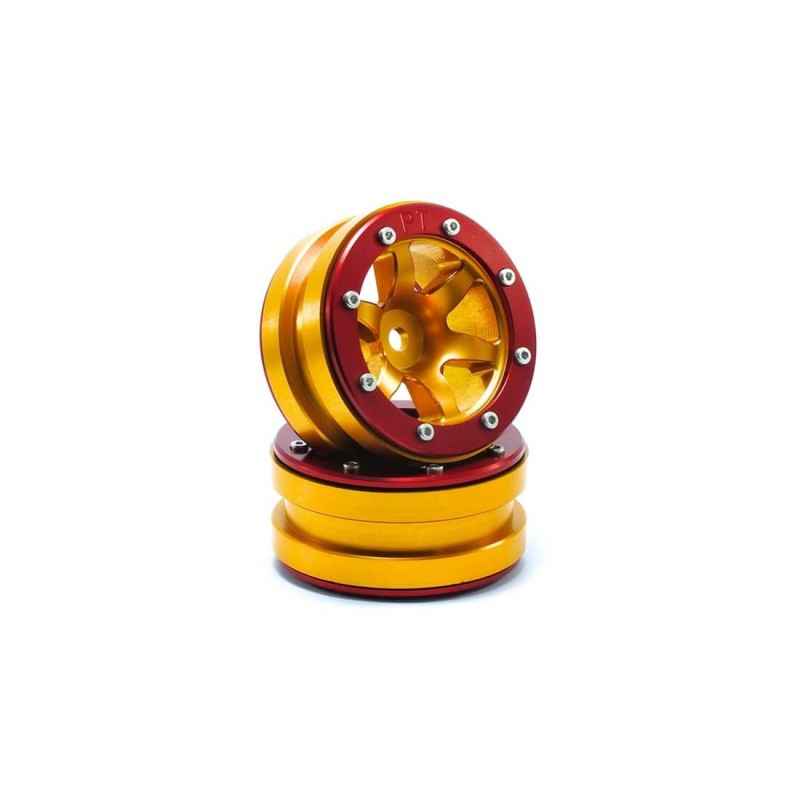 Llantas Metsafil Beadlock PT-Wave 1.9 Oro-Rojo (2pcs) MT0070GOR