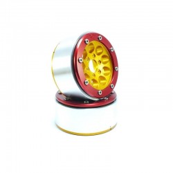 Llantas Metsafil Beadlock PT-Gun 1.9" Oro-Rojo (2pcs) MT5020GOR